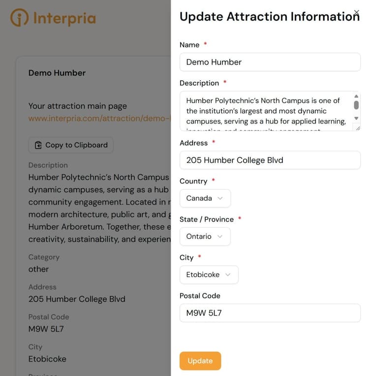 Edit the attraction profile