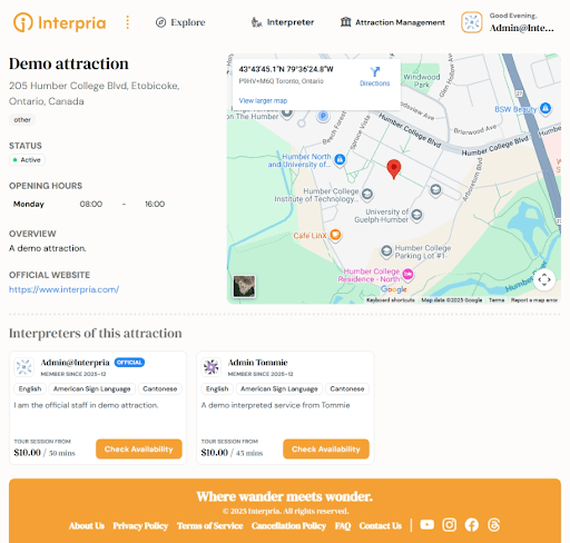 Attraction main page
