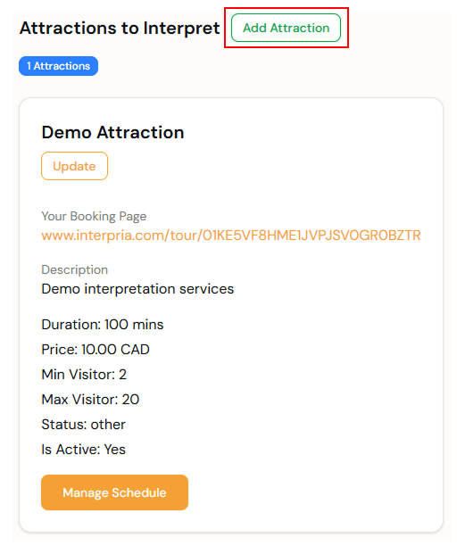 Add attractions to provide interpretation service