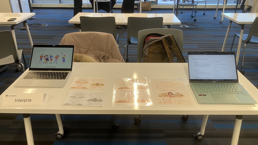 Booth photo of Interpria at a networking event at Humber Downtown Campus